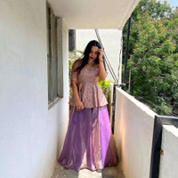 Crunchy Silk Heavy Embroidery Sequence Work Lehenga Set - XXL