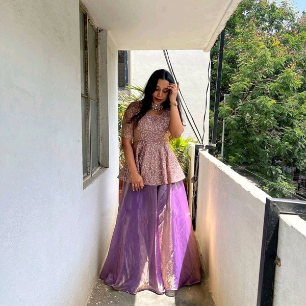 Crunchy Silk Heavy Embroidery Sequence Work Lehenga Set - XXL