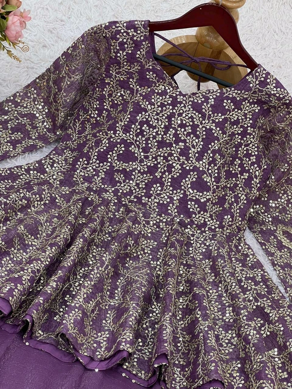 Crunchy Silk Heavy Embroidery Sequence Work Lehenga Set - XXL