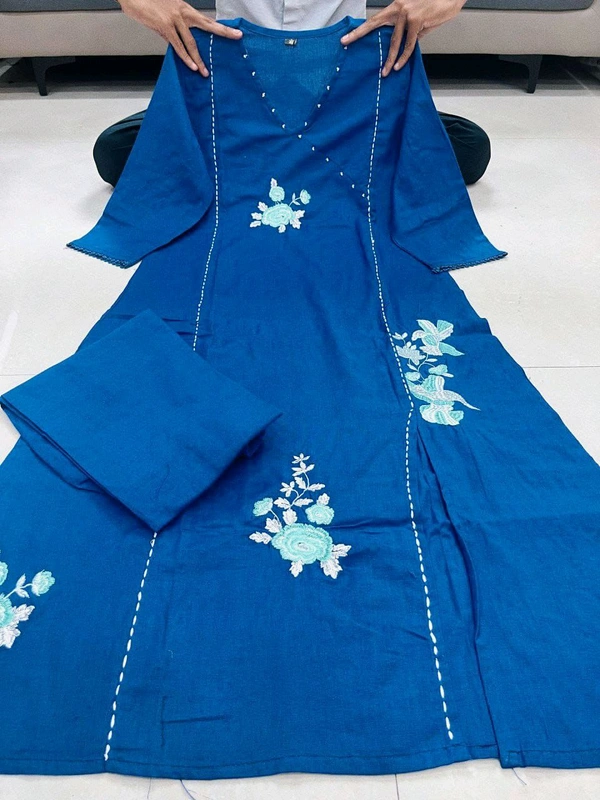 Blue Berry Branded Pure South Cotton Suit Set - XXL