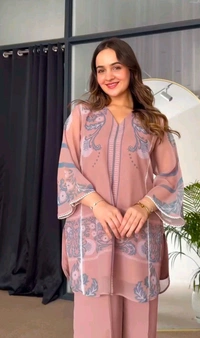 Partywear Look Pure Chiffon Co-Ord Set - M