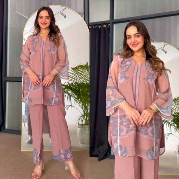 Partywear Look Pure Chiffon Co-Ord Set - L