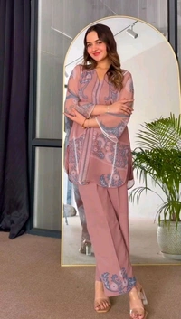 Partywear Look Pure Chiffon Co-Ord Set - L