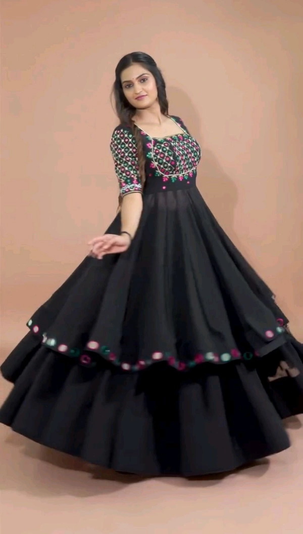 Navratri Special Embroidery Sequence Work Lehenga - Semi Stitched Upto 44inch