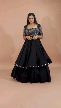 Navratri Special Embroidery Sequence Work Lehenga - Semi Stitched Upto 44inch