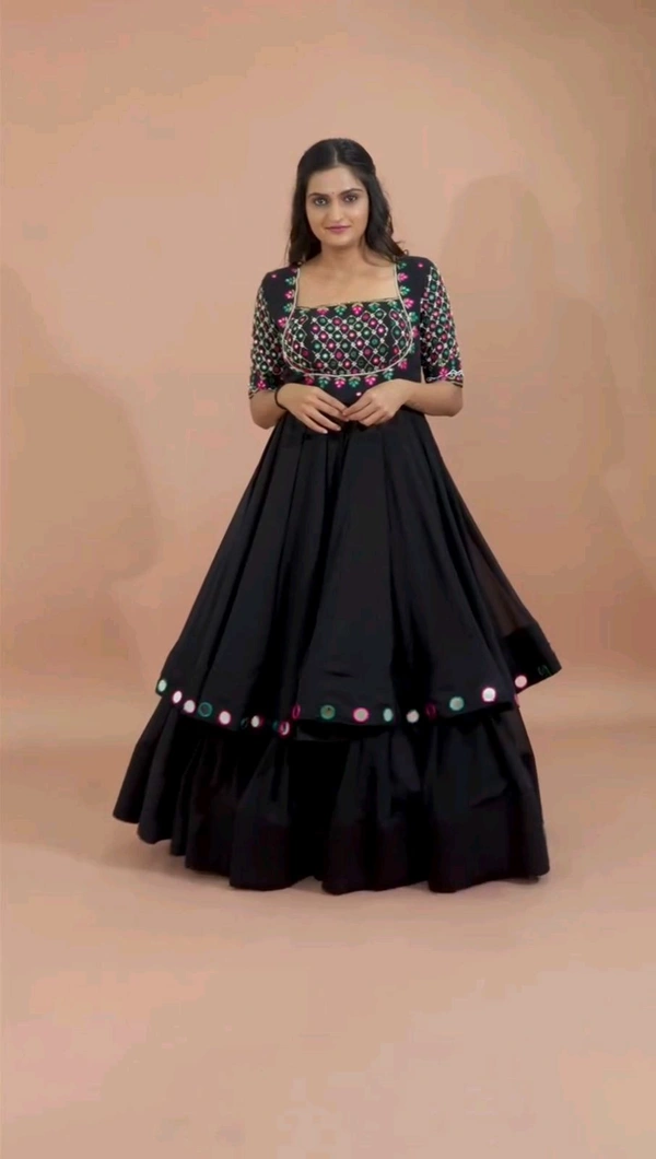 Navratri Special Embroidery Sequence Work Lehenga - Semi Stitched Upto 44inch