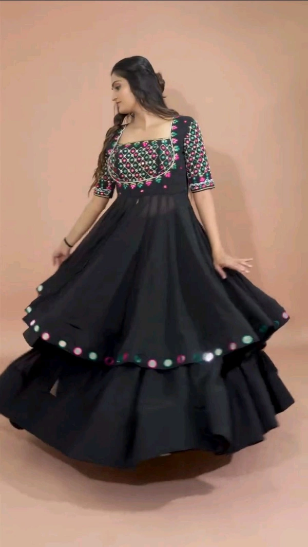 Navratri Special Embroidery Sequence Work Lehenga - Semi Stitched Upto 44inch