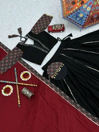 Gamathi Work Lehenga Choli With Free Hand Purse - XL Upto XXL Margin