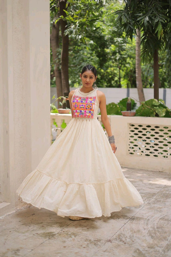 Multi Thready Embroidery Gown For Navratri - L