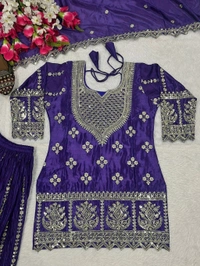 Partywear Heavy Sharara Suit - XL, Purple