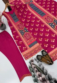 Digital Printed Silk Sleeveless Suit - Mandy, Free Size Upto 44inch