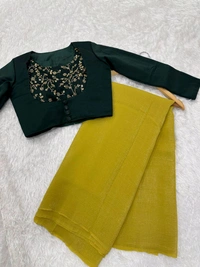 Trending Design Saree With Jacket Style and Blouse - Yellow