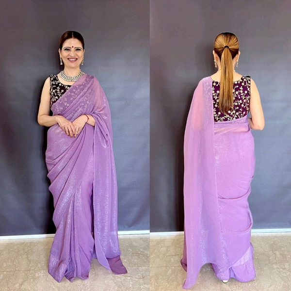 Trending Design Saree With Jacket Style and Blouse - Lilac