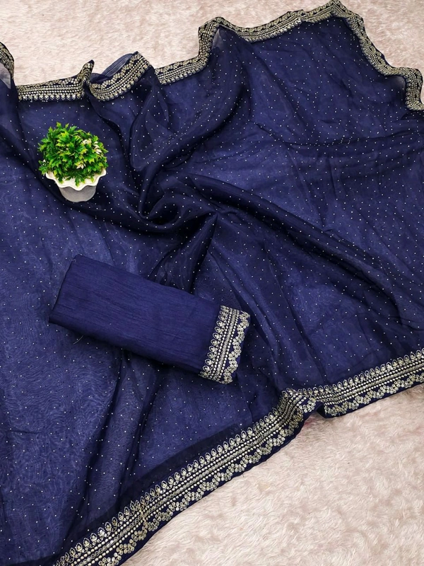 Heavy Organza Silk Saree With Blouse Piece