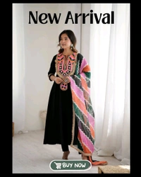 Real Modelling Shoot Designer Gown With Bottom and Duppata Set - XL, Black