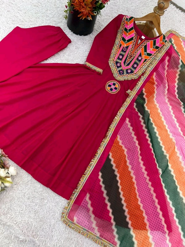 Real Modelling Shoot Designer Gown With Bottom and Duppata Set - L, Mandy