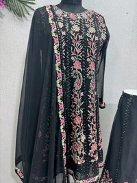 Partywear Heavy Embroidery Work Palazzo Suit - Free Size 42 margin Upto 44in