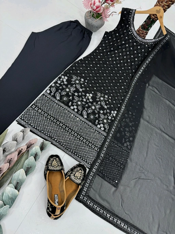 Reem Sheikh Replica Design Black Sleeveless Suit - XL