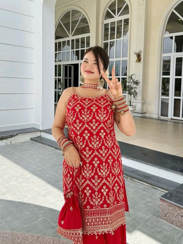 Karva Chauth Special Sleeveless Heavy Suit - M