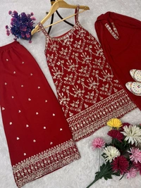 Karva Chauth Special Sleeveless Heavy Suit - M