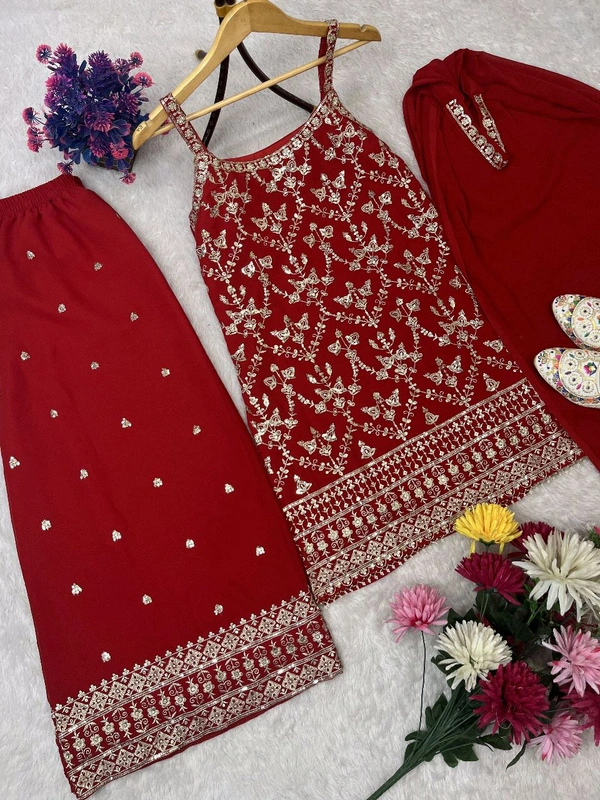 Karva Chauth Special Sleeveless Heavy Suit - M