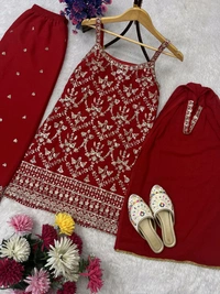 Karva Chauth Special Sleeveless Heavy Suit - M