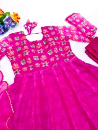 Heavy Tebby Silk Floral Design Anarkali Suit - L