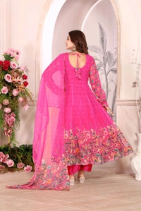 Heavy Tebby Silk Floral Design Anarkali Suit - XL