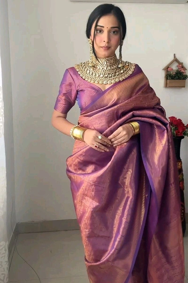 Kanjivaram Silk Ready To Wear Saree With Blouse Piece