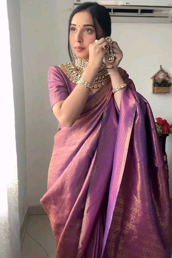 Kanjivaram Silk Ready To Wear Saree With Blouse Piece