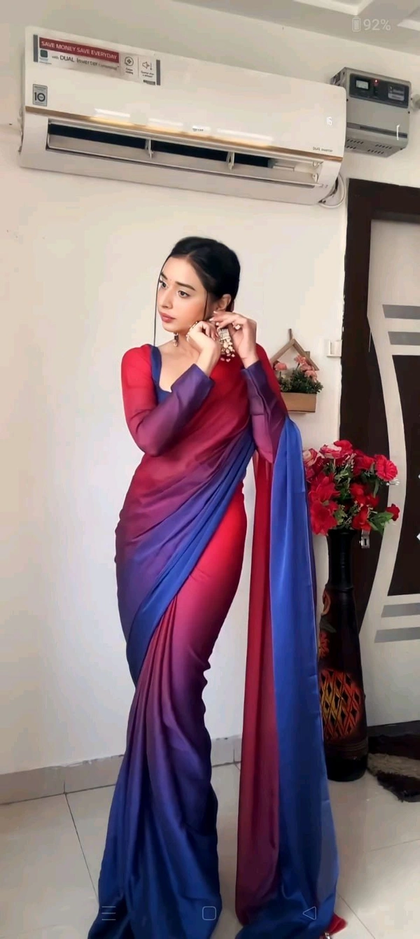 Multicolor Ready To Wear Saree With Blouse Piece