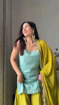 Pastel Color Plazzo Suit For Mehendi Function - XXL With 3XL Margin