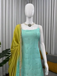 Pastel Color Plazzo Suit For Mehendi Function - XXL With 3XL Margin