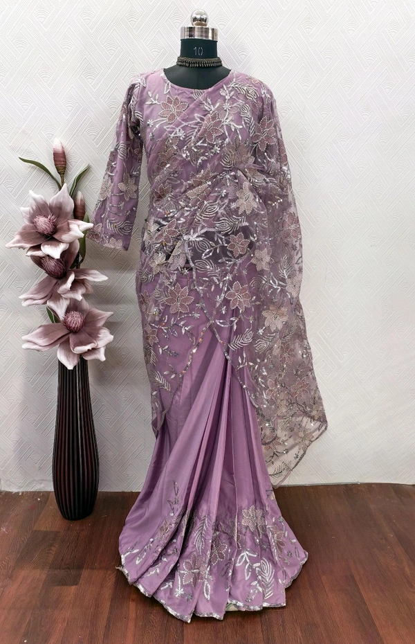 Designer Ready To Wear Saree With Stiched Blouse