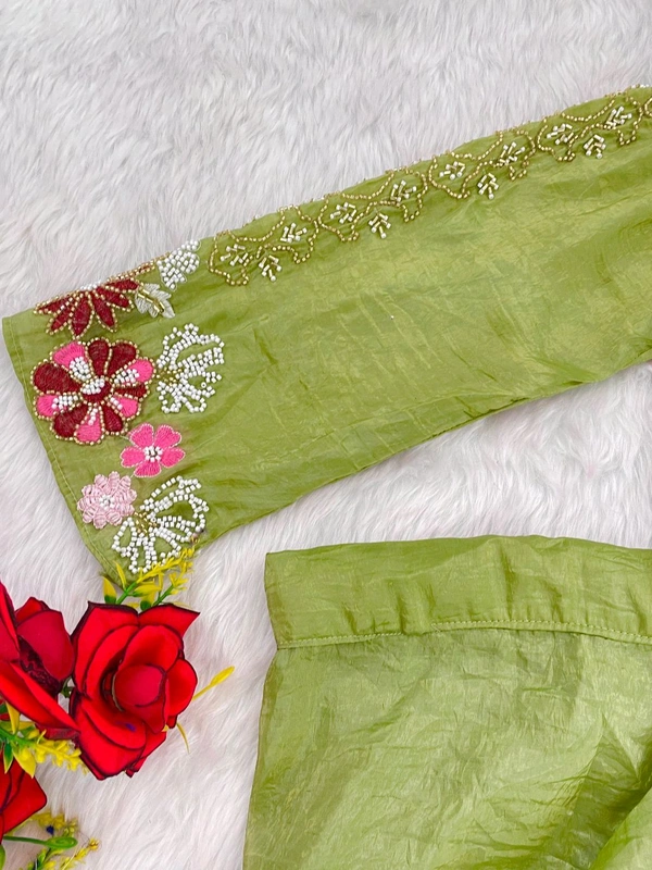 Readymade Festive Wear Dhoti Blouse Set - Green