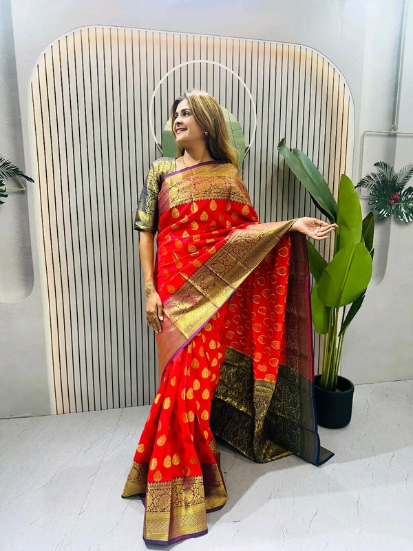 Jequard Zip And Go Saree Gown - L