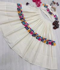 Pure Kora Cotton Navratri Lehenga Readymade - Free Size Upto XL Margin UptoXXL