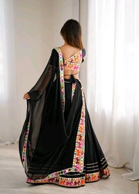 Navratri Special Real Modelling Mirror Work Lehenga - Free Size Upto 44inch
