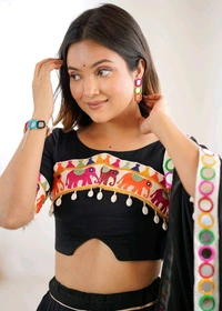 Navratri Special Real Modelling Mirror Work Lehenga - Free Size Upto 44inch