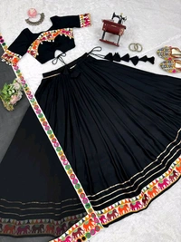 Navratri Special Real Modelling Mirror Work Lehenga - Free Size Upto 44inch