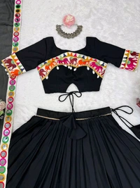 Navratri Special Real Modelling Mirror Work Lehenga - Free Size Upto 44inch