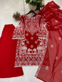 Karwa Chauth Special Heavy Embroidery Work Plazzo Suit - M