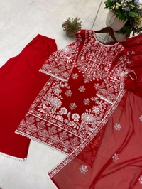 Karwa Chauth Special Heavy Embroidery Work Plazzo Suit - M