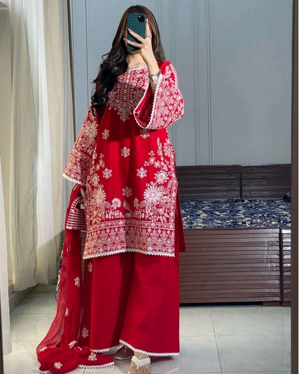 Karwa Chauth Special Heavy Embroidery Work Plazzo Suit - XL