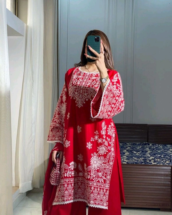 Karwa Chauth Special Heavy Embroidery Work Plazzo Suit - XXL