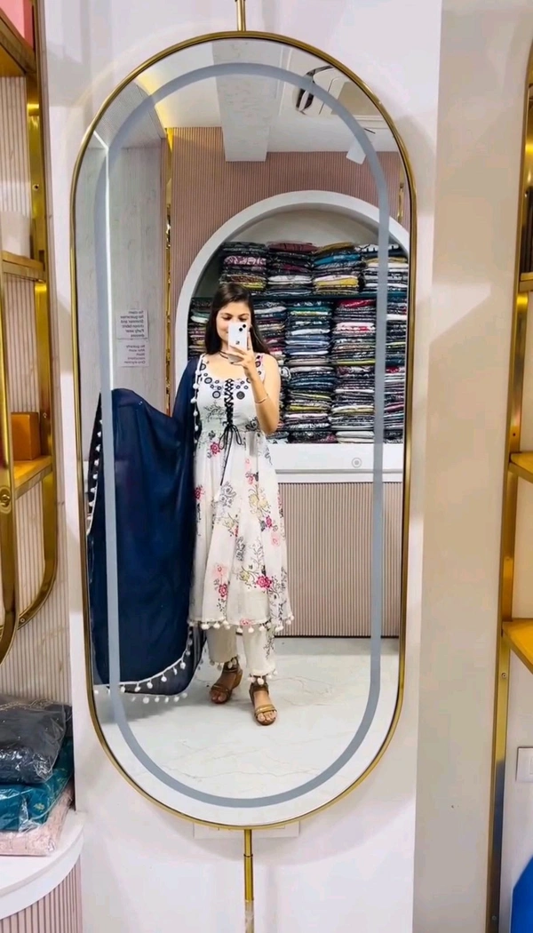 Mirror Work And Pom Pom Anarkali Suit - M