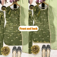 Heavy Crush Silk Farsi Salwar Suit With Full Sleeve - M, Green