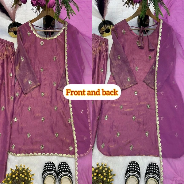 Heavy Crush Silk Farsi Salwar Suit With Full Sleeve - XL, Mulberry