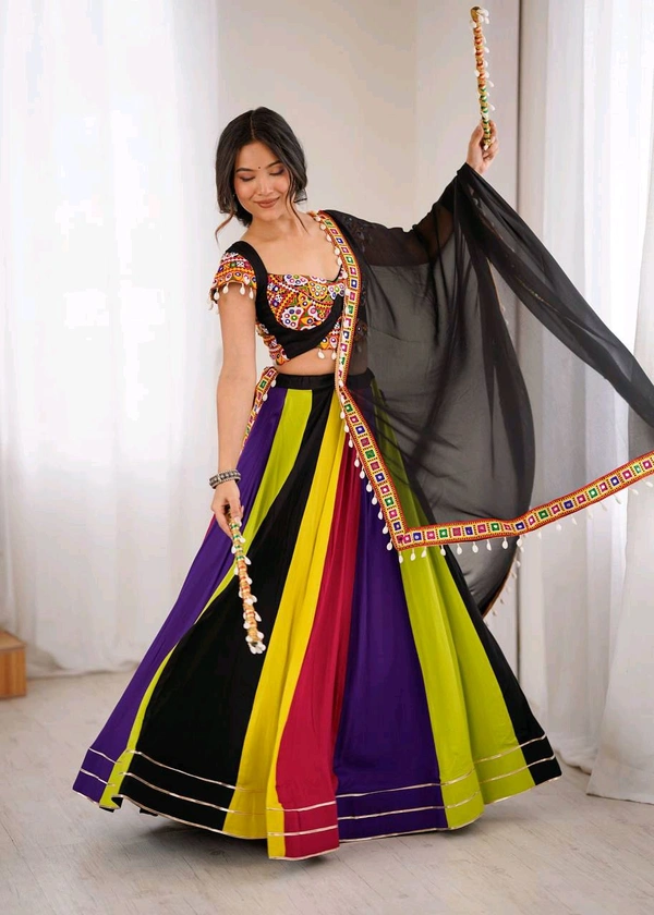 Navratri Special Fully Stiched Gamthi Lehenga - Free Size Upto 44in