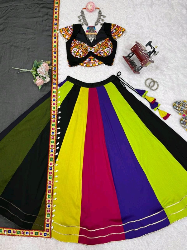 Navratri Special Fully Stiched Gamthi Lehenga - Free Size Upto 44in